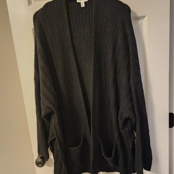 Topshop Long Black Oversized Open Front Cardigan Size 14/XL - Picture 9 of 12
